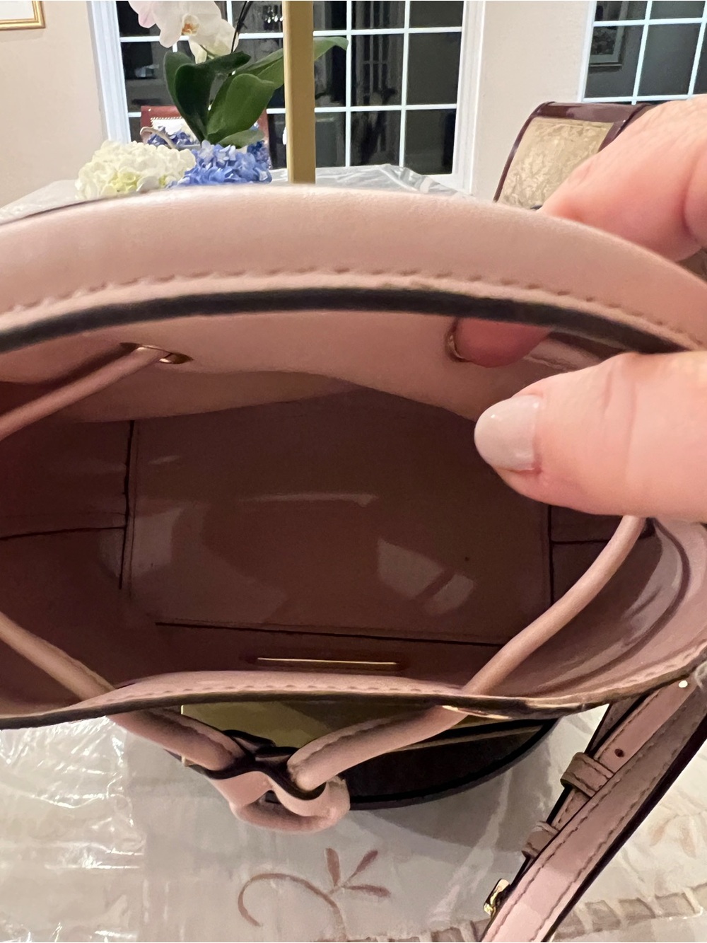 Michael Kors Signature Bucket Crossbody Bag & Wallet Set Blush Pink Brown MK - Picture 8 of 13